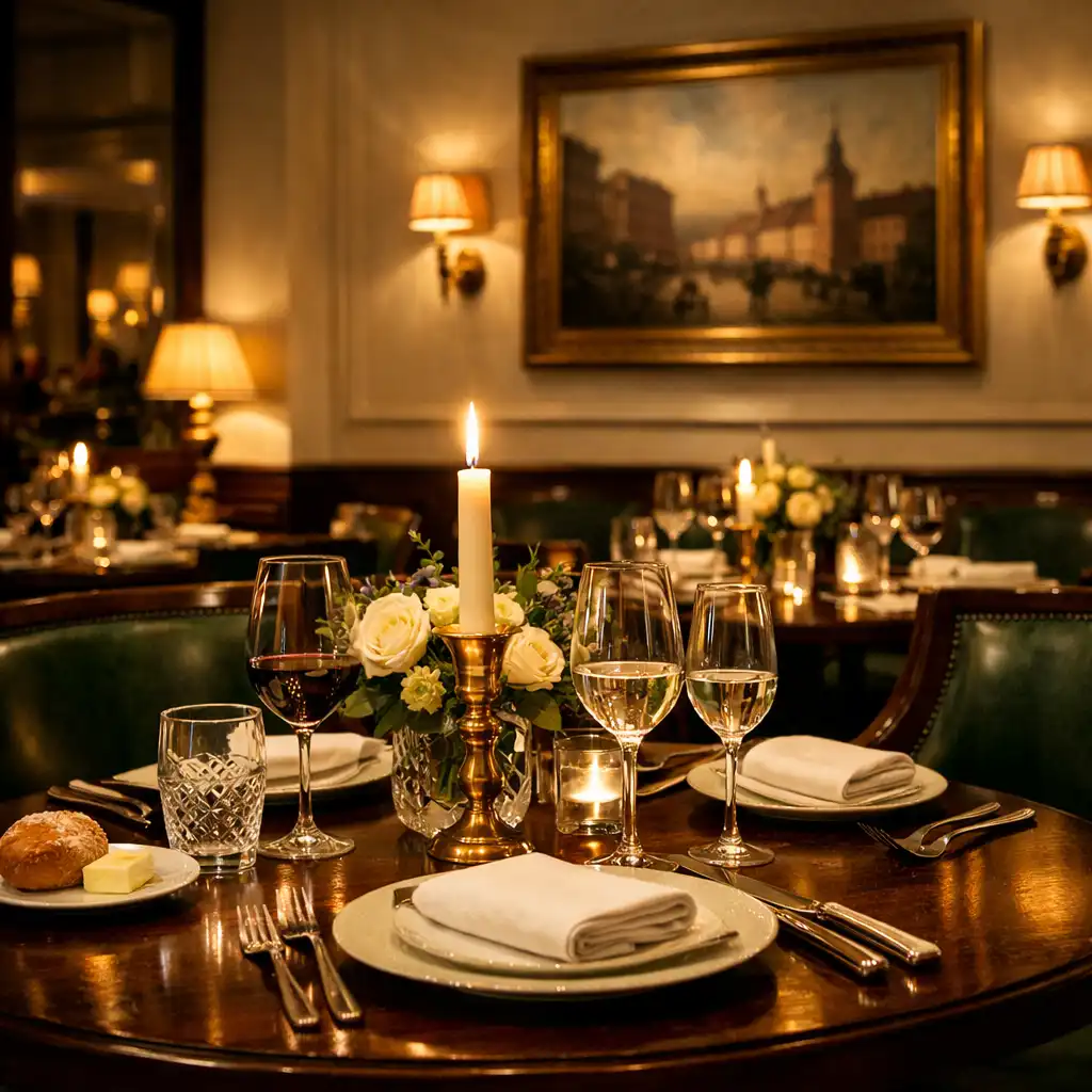 Wnętrze restauracji Qeva Nuro z elegancko nakrytym stołem